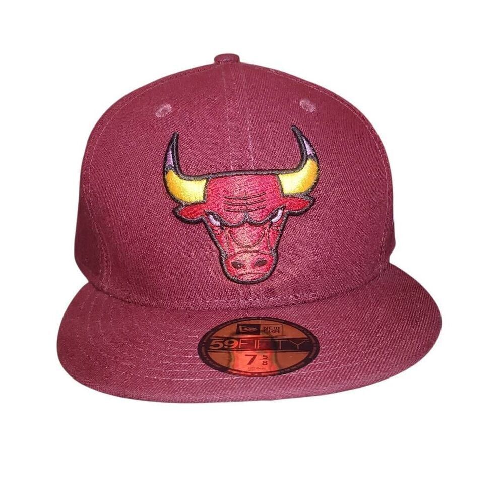 Chicago Bulls New Era 59FIFTY Fitted Hat Size 7 5/8 Burgundy Red Cap NBA